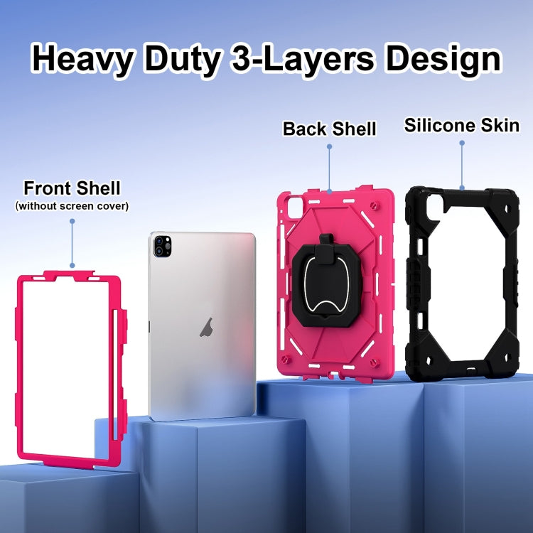For iPad Pro 11 2022 / Air 10.9 2022 Contrast Color Robot Silicone Hybrid PC Tablet Case(Black Rose Red) - iPad Pro 11 (2022/2021) Cases by buy2fix | Online Shopping UK | buy2fix