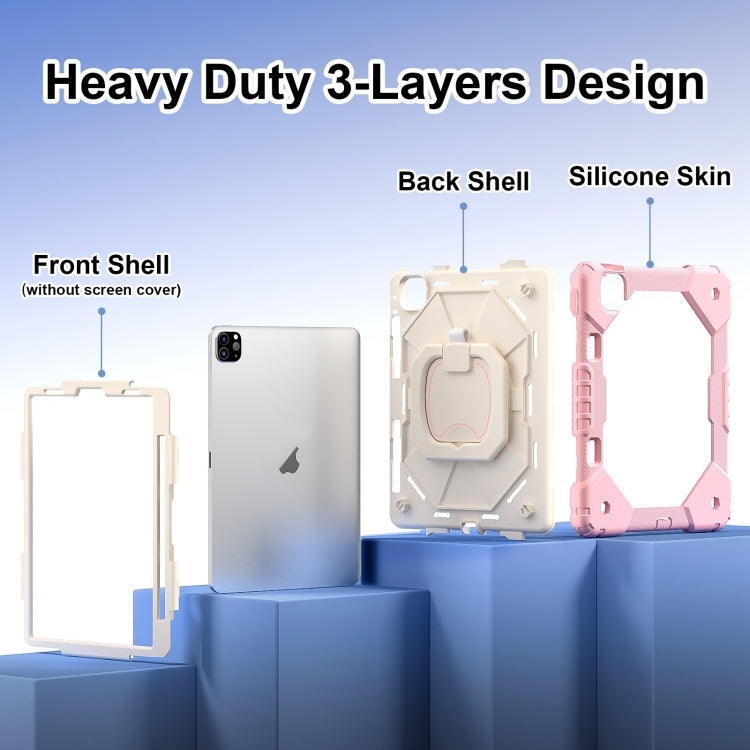 For iPad Pro 11 2022 / Air 10.9 2022 Contrast Color Robot Silicone Hybrid PC Tablet Case(Rose Gold Beige) - iPad Pro 11 (2022/2021) Cases by buy2fix | Online Shopping UK | buy2fix