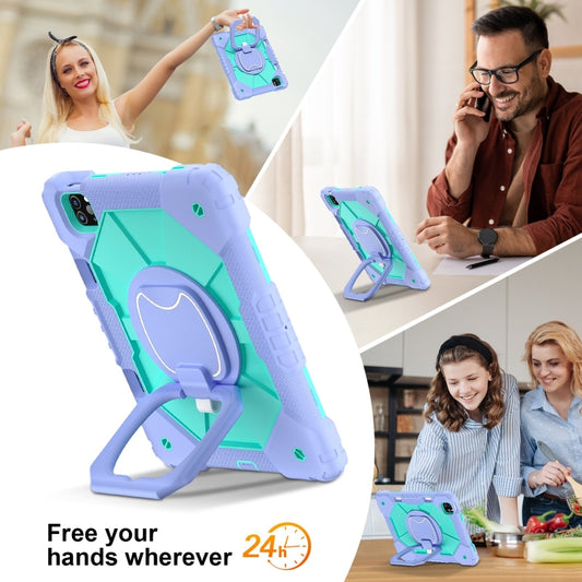 For iPad Pro 11 2022 / Air 10.9 2022 Contrast Color Robot Silicone Hybrid PC Tablet Case(Purple Mint Green) - iPad Pro 11 (2022/2021) Cases by buy2fix | Online Shopping UK | buy2fix
