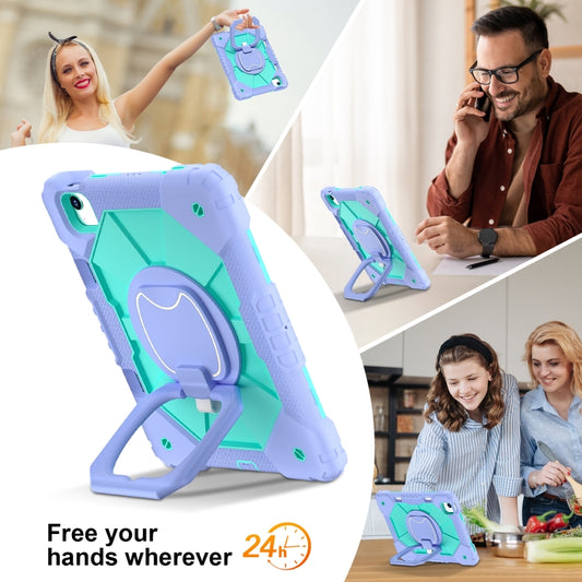 For iPad Air 11 2025 / 2024 Contrast Color Robot Silicone Hybrid PC Tablet Case(Purple Mint Green) by buy2fix