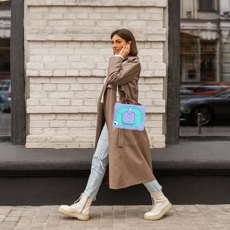 For iPad Air 11 2025 / 2024 Contrast Color Robot Silicone Hybrid PC Tablet Case(Purple Mint Green) - iPad Air 11 2025 / 2024 Cases by buy2fix | Online Shopping UK | buy2fix