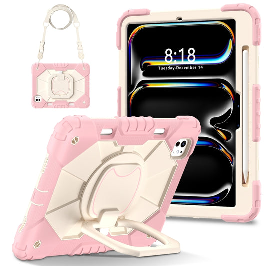 For iPad Pro 11 2025 / 2024 Contrast Color Robot Silicone Hybrid PC Tablet Case(Rose Gold Beige) by buy2fix