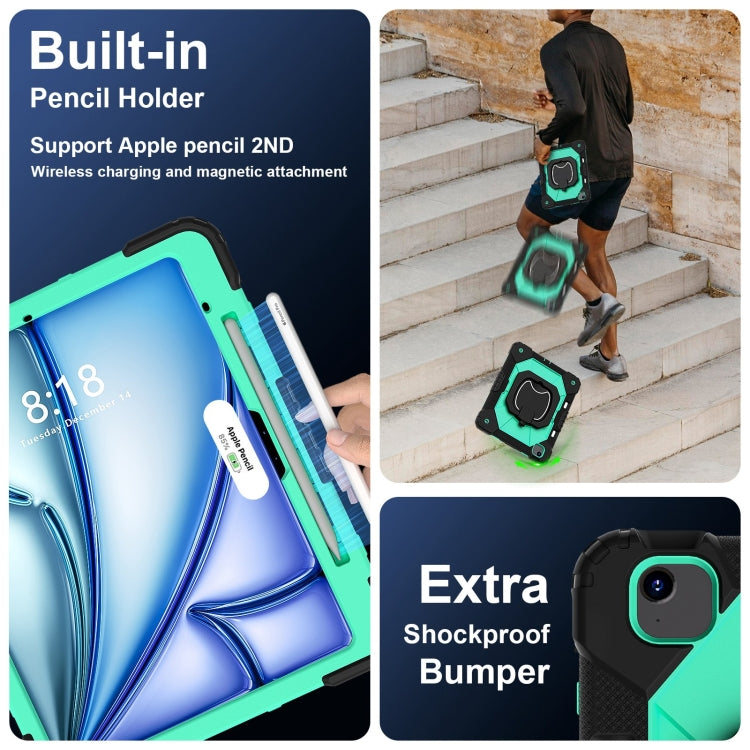 For iPad Air 13 2025 / 2024 Contrast Color Robot Silicone Hybrid PC Tablet Case(Black Mint Green) - iPad Air 13 2025 / 2024 Cases by buy2fix | Online Shopping UK | buy2fix