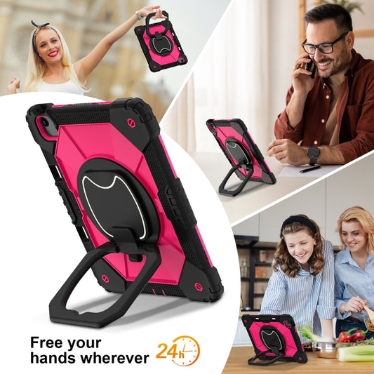 For iPad Air 13 2025 / 2024 Contrast Color Robot Silicone Hybrid PC Tablet Case(Black Rose Red) by buy2fix