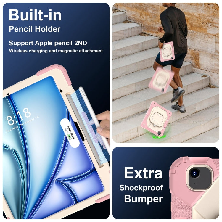 For iPad Air 13 2025 / 2024 Contrast Color Robot Silicone Hybrid PC Tablet Case(Rose Gold Beige) - iPad Air 13 2025 / 2024 Cases by buy2fix | Online Shopping UK | buy2fix