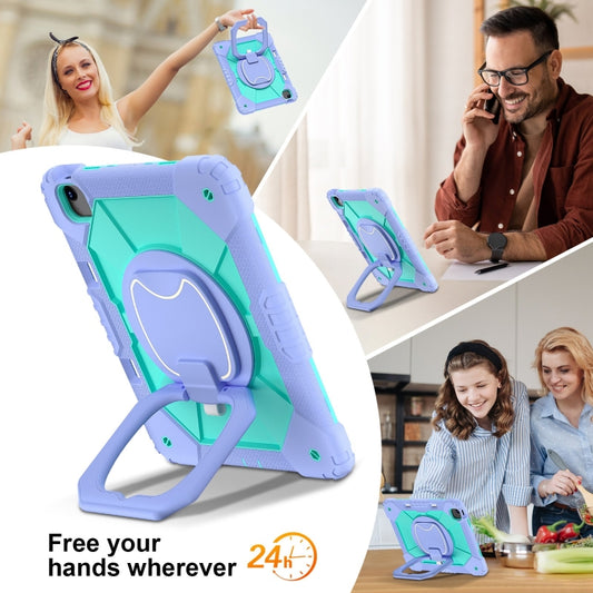 For iPad Air 13 2025 / 2024 Contrast Color Robot Silicone Hybrid PC Tablet Case(Purple Mint Green) by buy2fix