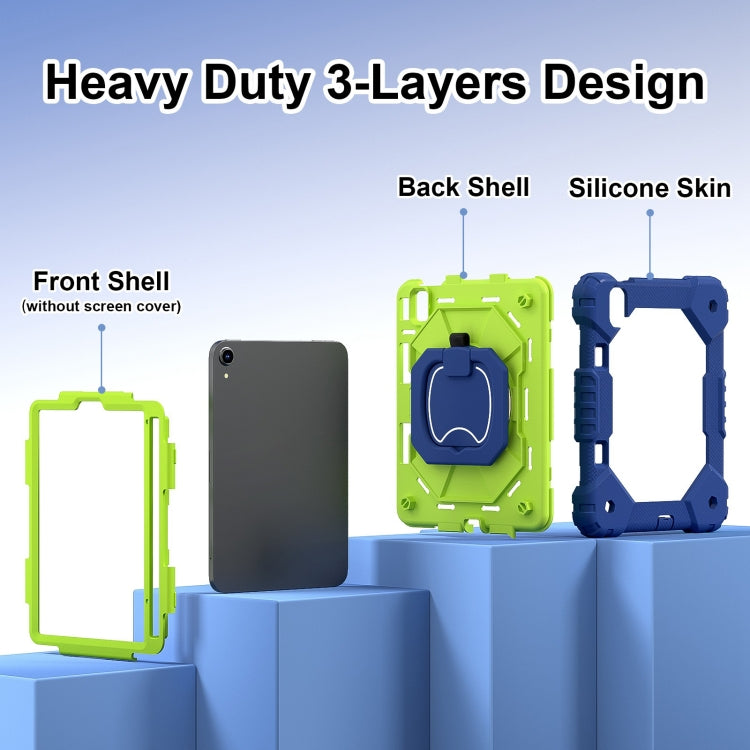 For iPad mini 2024 / mini 6 Contrast Color Robot Silicone Hybrid PC Tablet Case(Navy Yellow Green) - iPad mini 2024 Cases by buy2fix | Online Shopping UK | buy2fix