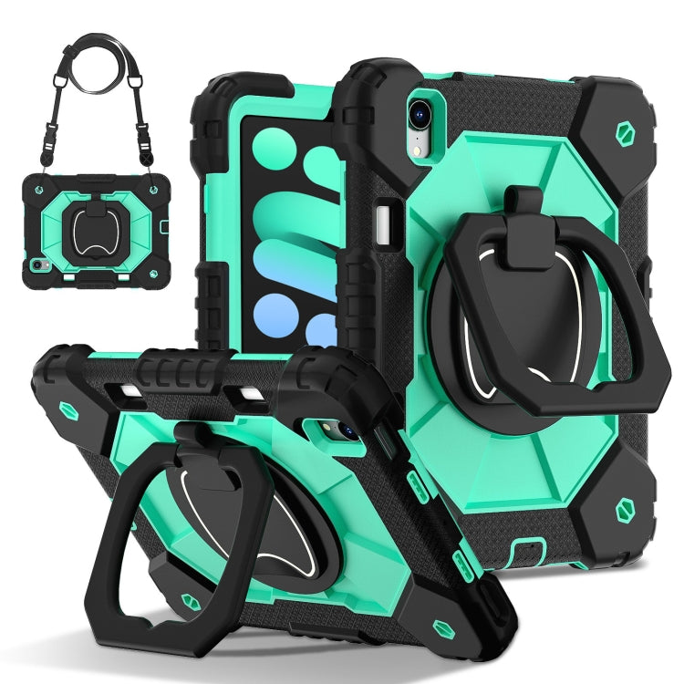 For iPad mini 2024 / mini 6 Contrast Color Robot Silicone Hybrid PC Tablet Case(Black Mint Green) - iPad mini 2024 Cases by buy2fix | Online Shopping UK | buy2fix
