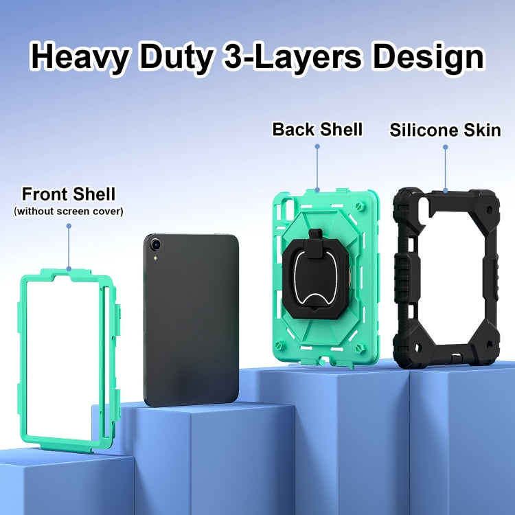 For iPad mini 2024 / mini 6 Contrast Color Robot Silicone Hybrid PC Tablet Case(Black Mint Green) - iPad mini 2024 Cases by buy2fix | Online Shopping UK | buy2fix