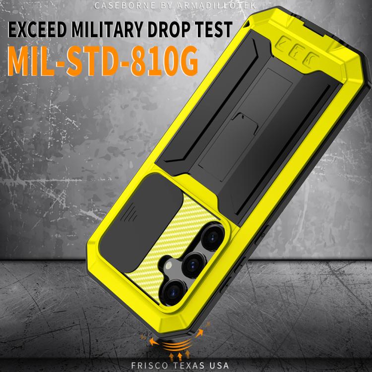For Samsung Galaxy S25+ 5G R-JUST Sliding Camera Life Waterproof Holder Phone Case(Yellow) - Galaxy S25+ 5G Cases by R-JUST | Online Shopping UK | buy2fix