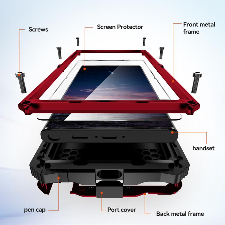 For Samsung Galaxy S25 Ultra 5G R-JUST Life Waterproof Dustproof Shockproof Holder Phone Case(Red) - Galaxy S25 Ultra 5G Cases by R-JUST | Online Shopping UK | buy2fix