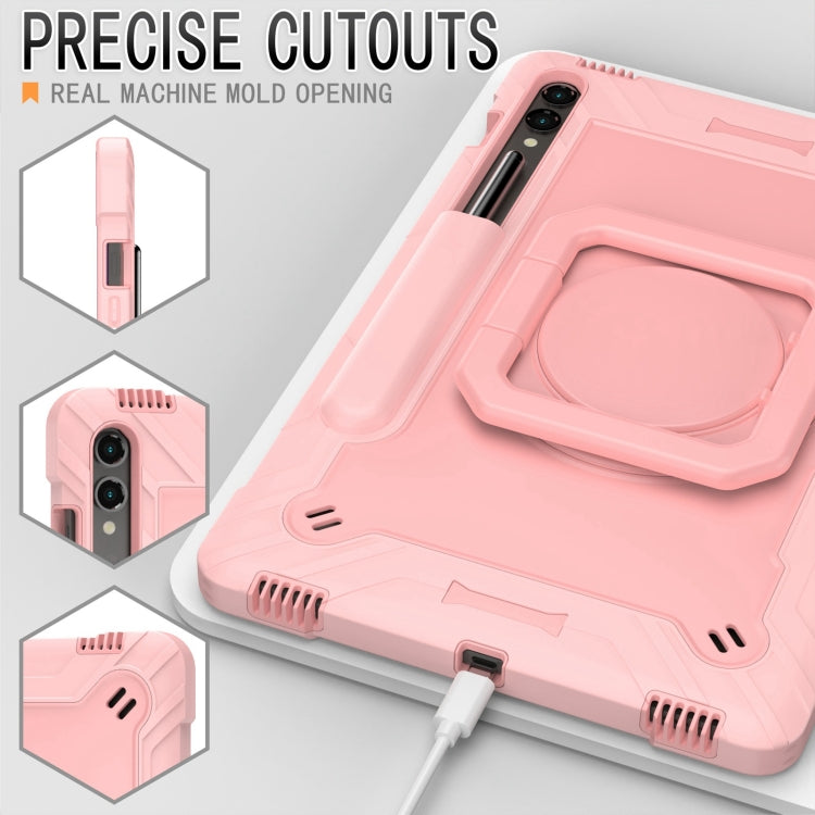 For Samsung Galaxy Tab S9 FE+ / S9+ Handle Robot Silicone Hybrid PC Tablet Case(Rose Gold) - Galaxy Tab S9+ Cases by buy2fix | Online Shopping UK | buy2fix