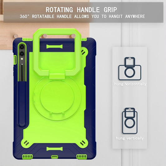 For Samsung Galaxy Tab S9 FE+ / S9+ Handle Robot Silicone Hybrid PC Tablet Case(Navy Yellow Green) by buy2fix