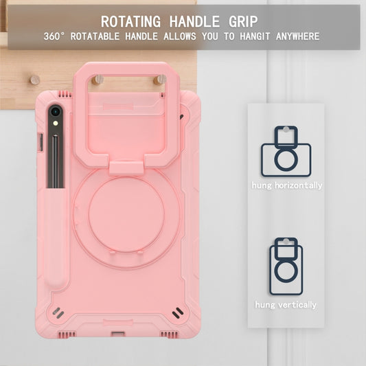 For Samsung Galaxy Tab S9 FE / S9 Handle Robot Silicone Hybrid PC Tablet Case(Rose Gold) by buy2fix