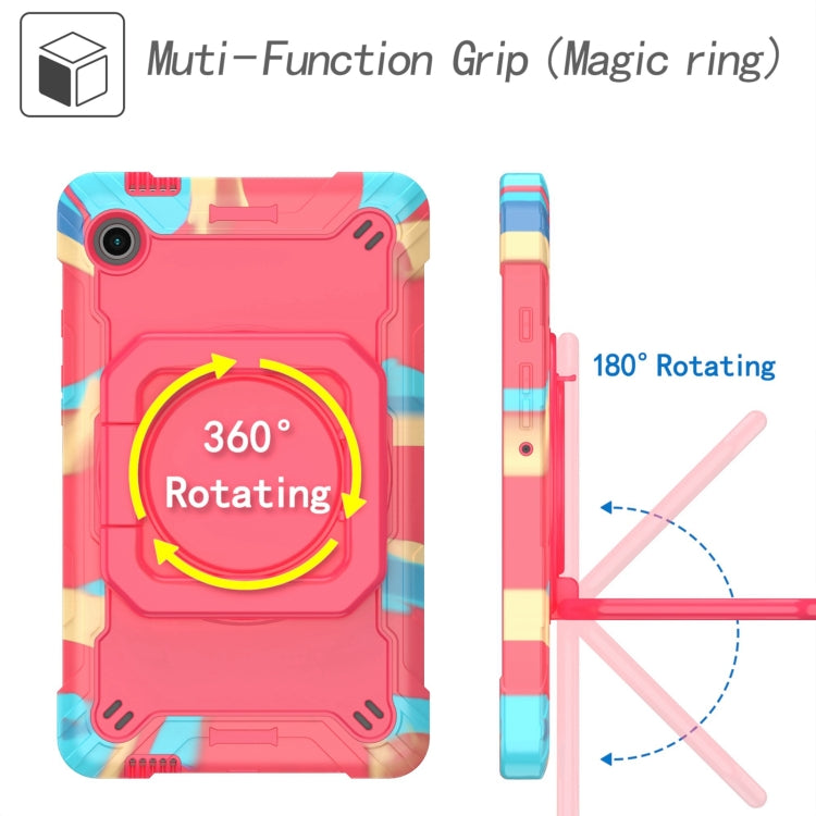 For Samsung Galaxy Tab A9 Handle Robot Silicone Hybrid PC Tablet Case(Camouflage Rose Red) - Galaxy Tab A9 by buy2fix | Online Shopping UK | buy2fix