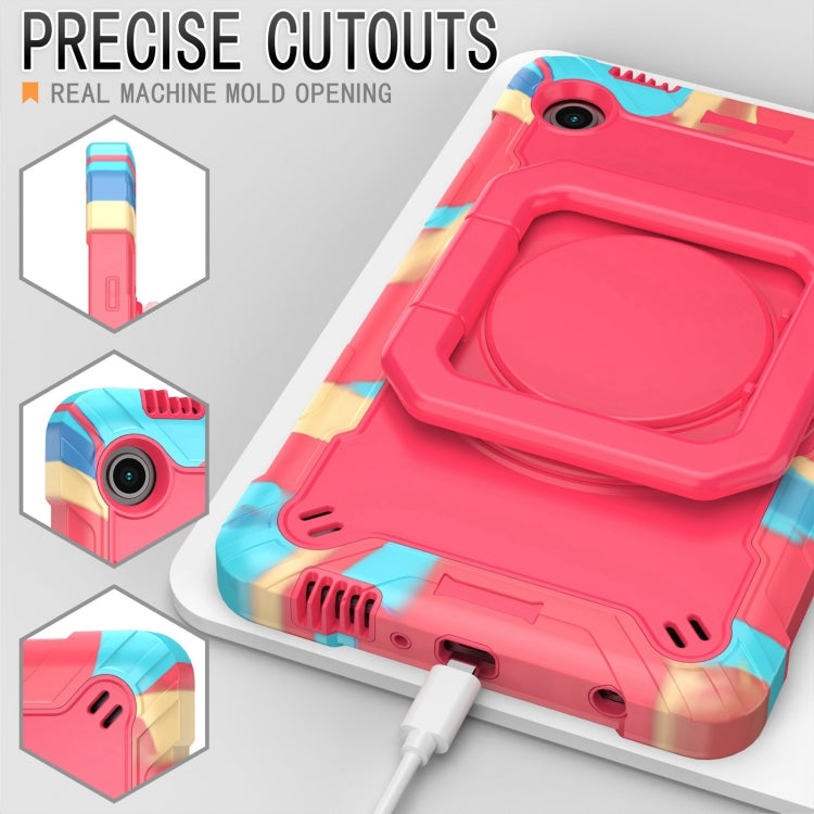 For Samsung Galaxy Tab A9 Handle Robot Silicone Hybrid PC Tablet Case(Camouflage Rose Red) - Galaxy Tab A9 by buy2fix | Online Shopping UK | buy2fix