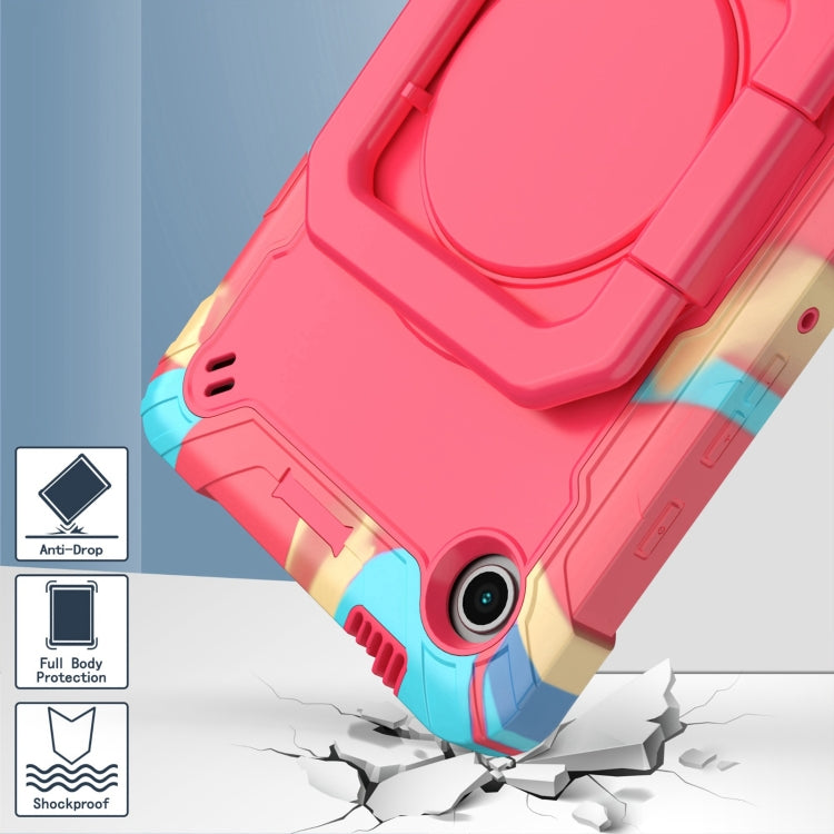 For Samsung Galaxy Tab A9 Handle Robot Silicone Hybrid PC Tablet Case(Camouflage Rose Red) - Galaxy Tab A9 by buy2fix | Online Shopping UK | buy2fix