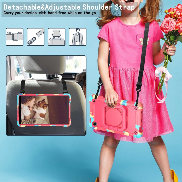 For Samsung Galaxy Tab A9 Handle Robot Silicone Hybrid PC Tablet Case(Camouflage Rose Red) - Galaxy Tab A9 by buy2fix | Online Shopping UK | buy2fix