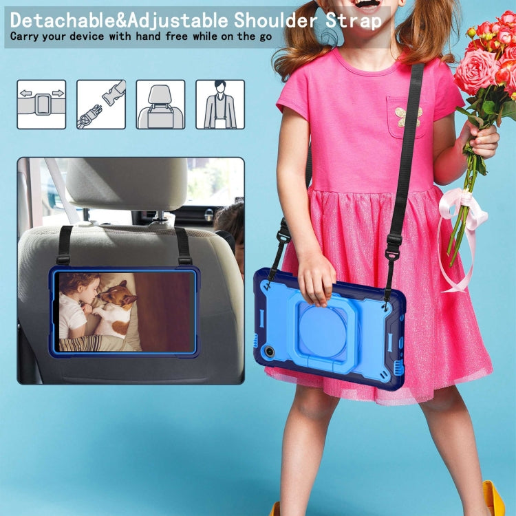 For Samsung Galaxy Tab A9 Handle Robot Silicone Hybrid PC Tablet Case(Navy Blue Blue) - Galaxy Tab A9 by buy2fix | Online Shopping UK | buy2fix