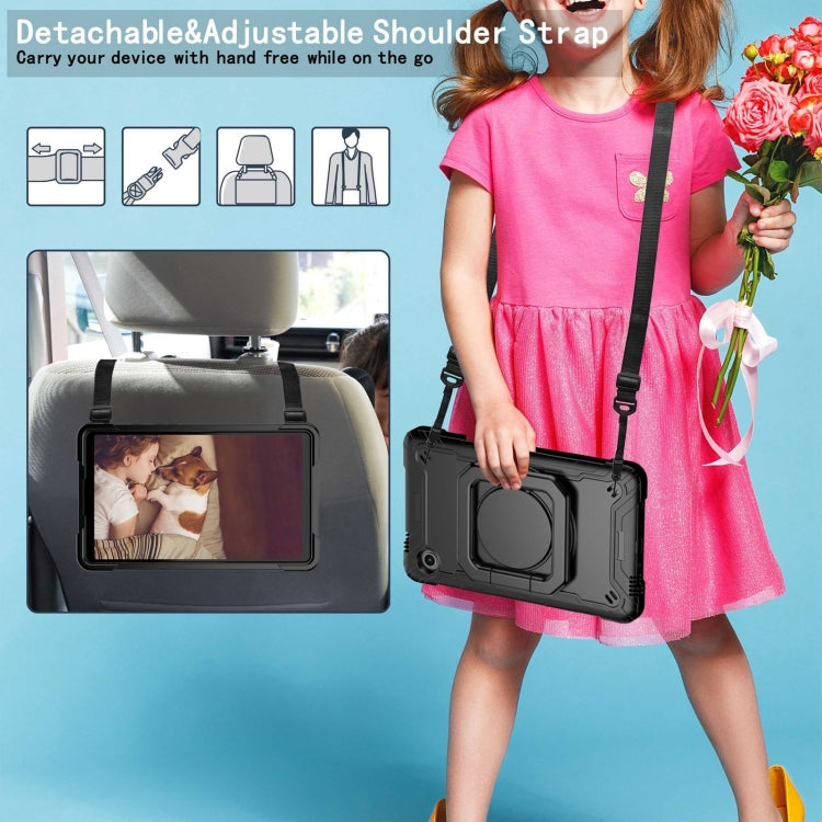 For Samsung Galaxy Tab A9 Handle Robot Silicone Hybrid PC Tablet Case(Black) - Galaxy Tab A9 by buy2fix | Online Shopping UK | buy2fix