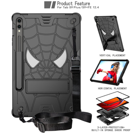 For Samsung Galaxy Tab S9 FE+ / S9+ Fold-Holder Spider Silicone Hybrid PC Tablet Case(Black) by buy2fix