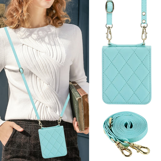 For Motorola Razr 40 Ultra Rhombic Texture Phone Case with Long & Short Lanyard(Green) by buy2fix