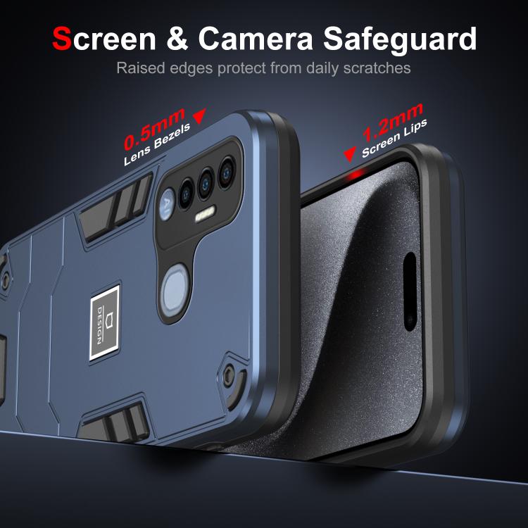 For Tecno Spark 7 Pro 2 in 1 Shockproof Phone Case(Blue) - Tecno Cases by buy2fix | Online Shopping UK | buy2fix
