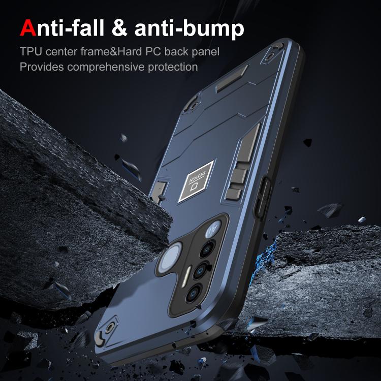 For Tecno Spark 7 Pro 2 in 1 Shockproof Phone Case(Blue) - Tecno Cases by buy2fix | Online Shopping UK | buy2fix