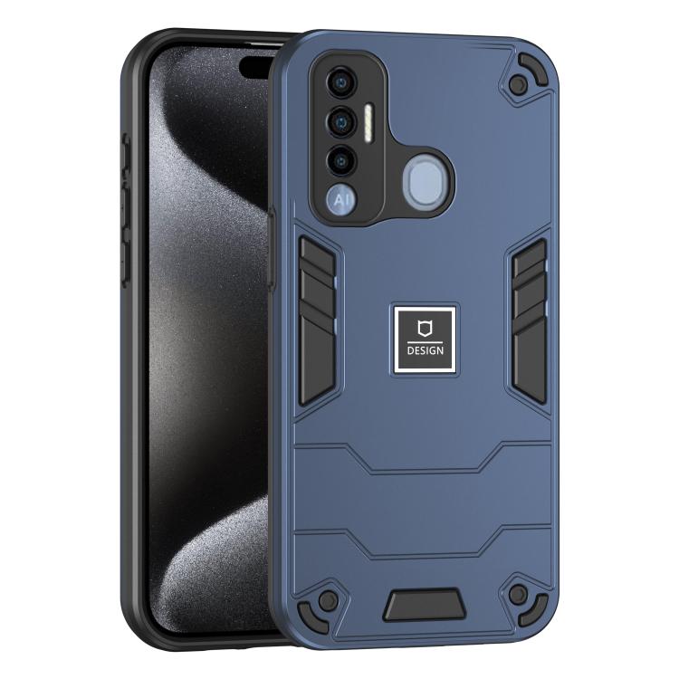 For Tecno Spark 7 Pro 2 in 1 Shockproof Phone Case(Blue) - Tecno Cases by buy2fix | Online Shopping UK | buy2fix