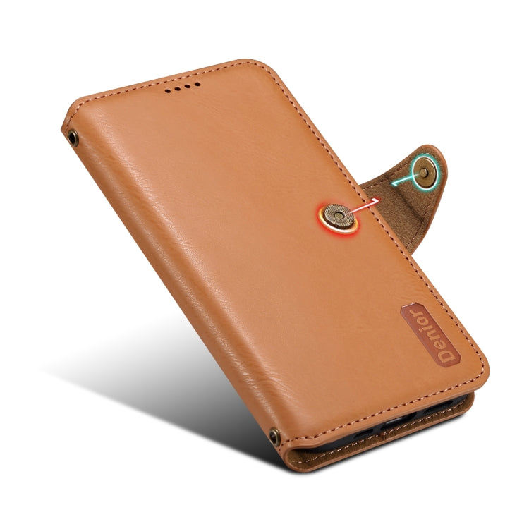 For Samsung Galaxy A22 5G Denior Cowhide Texture Wallet Style Leather Phone Case(Khaki) - Galaxy Phone Cases by Denior | Online Shopping UK | buy2fix