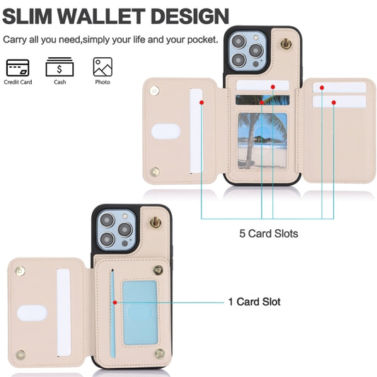 For iPhone 11 Pro YM006 Skin Feel Zipper Card Bag Phone Case with Dual Lanyard(Apricot) - iPhone 11 Pro Cases by buy2fix | Online Shopping UK | buy2fix