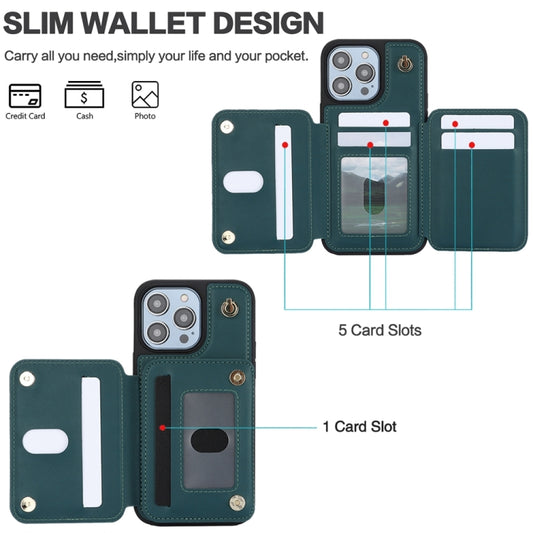 For iPhone 11 Pro YM006 Skin Feel Zipper Card Bag Phone Case with Dual Lanyard(Green) - iPhone 11 Pro Cases by buy2fix | Online Shopping UK | buy2fix