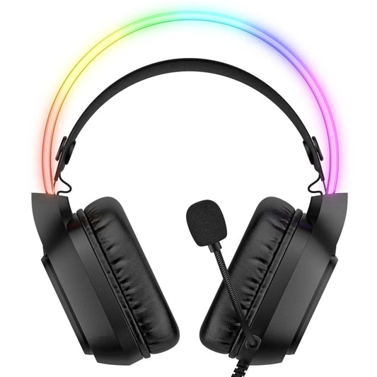 ONIKUMA X22 USB + 3.5mm Colorful Light Wired Gaming Headset with Mic, Cable length: 1.8m(Black) by ONIKUMA