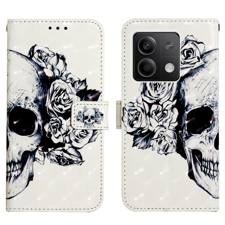 For Xiaomi Redmi Note 13 5G Global 3D Painting Horizontal Flip Leather Phone Case(Skull) - Xiaomi Cases by buy2fix | Online Shopping UK | buy2fix