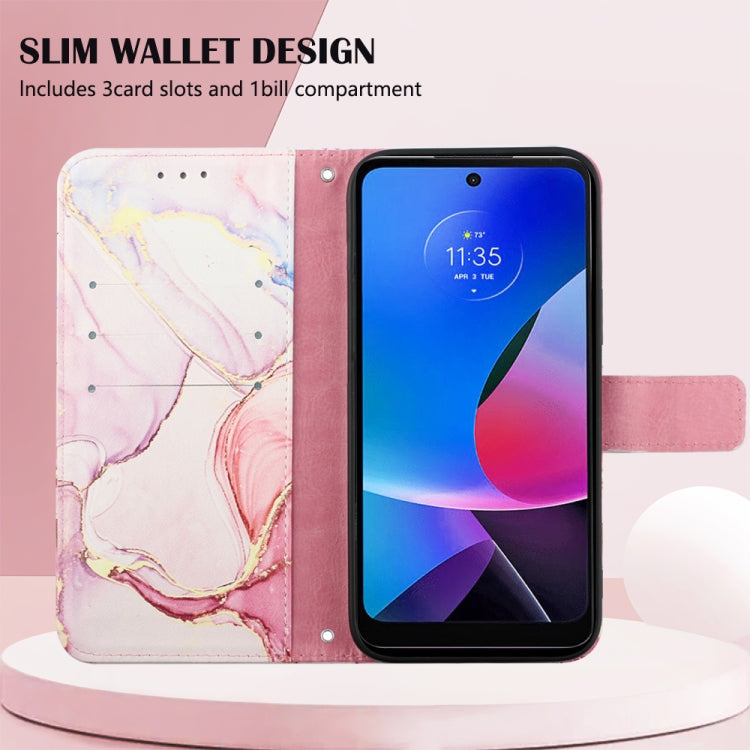 For Motorola Moto G Play 4G 2024 PT003 Marble Pattern Flip Leather Phone Case(Rose Gold) by buy2fix