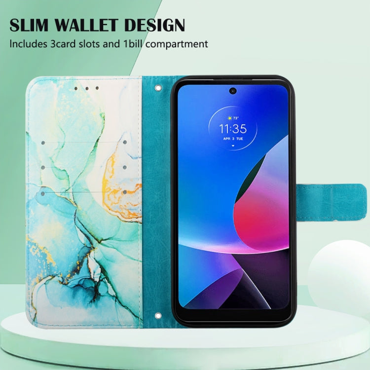 For Motorola Moto G Play 4G 2024 PT003 Marble Pattern Flip Leather Phone Case(Green) by buy2fix