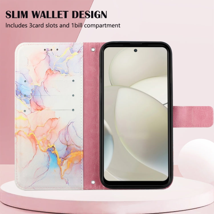 For Motorola Moto G Power 5G 2024 PT003 Marble Pattern Flip Leather Phone Case(Galaxy Marble White) by buy2fix