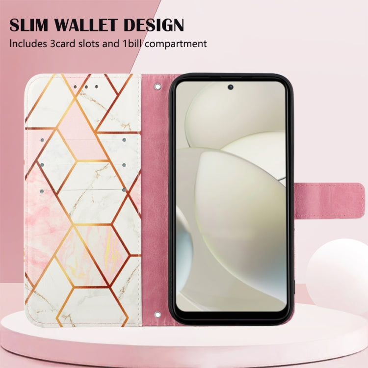 For Motorola Moto G Power 5G 2024 PT003 Marble Pattern Flip Leather Phone Case(Pink White) by buy2fix