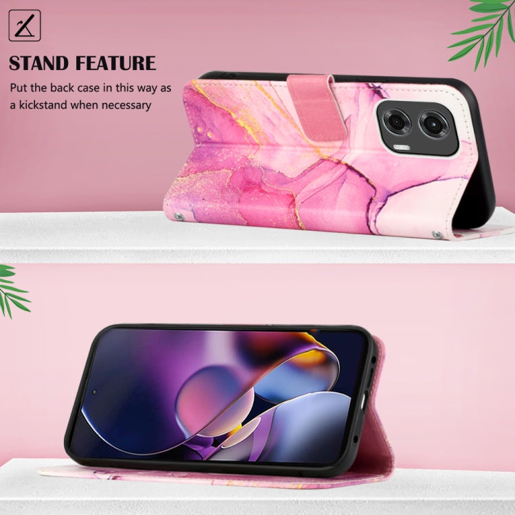For Motorola Moto G Stylus 5G 2024 PT003 Marble Pattern Flip Leather Phone Case(Pink Purple Gold) by buy2fix