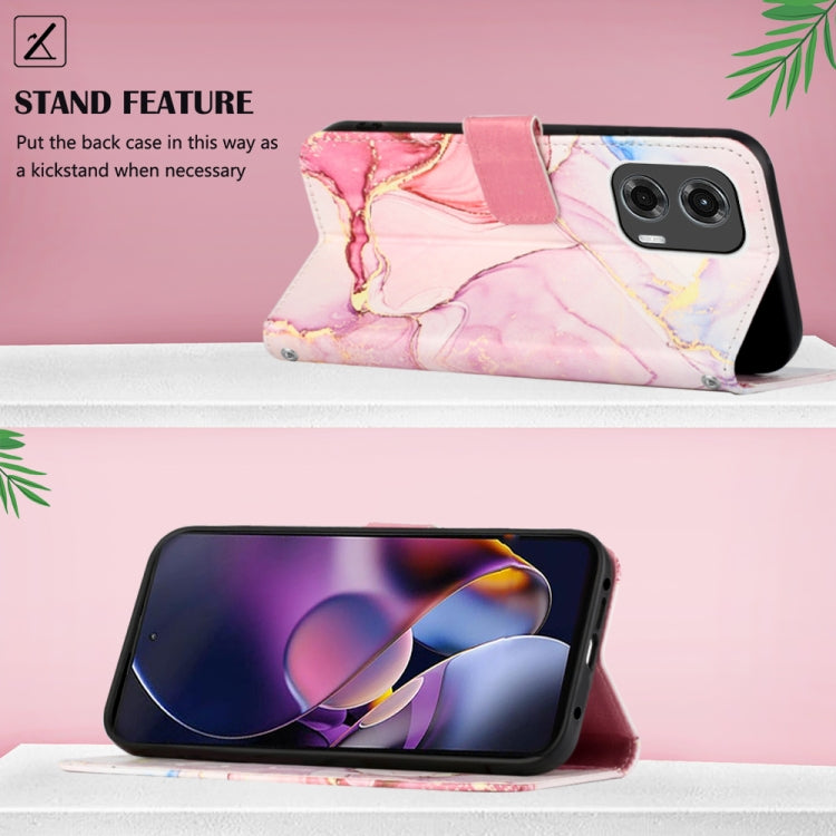 For Motorola Moto G Stylus 5G 2024 PT003 Marble Pattern Flip Leather Phone Case(Rose Gold) by buy2fix