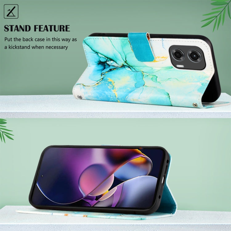 For Motorola Moto G Stylus 5G 2024 PT003 Marble Pattern Flip Leather Phone Case(Green) by buy2fix