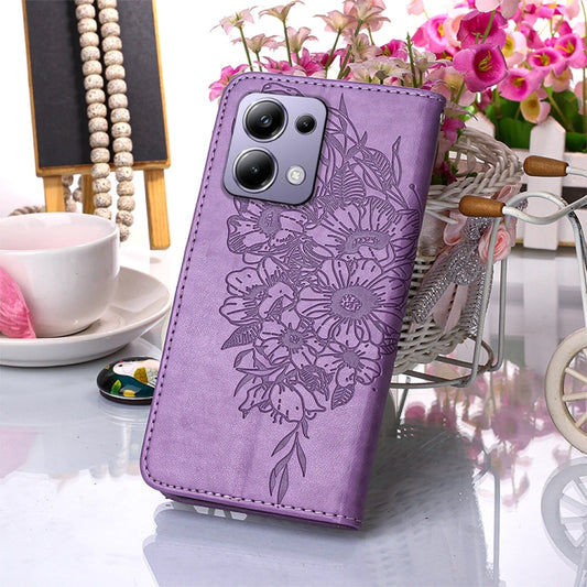 For Xiaomi Redmi Note 13 Pro 4G Global Embossed Butterfly Leather Phone Case(Purple) by buy2fix