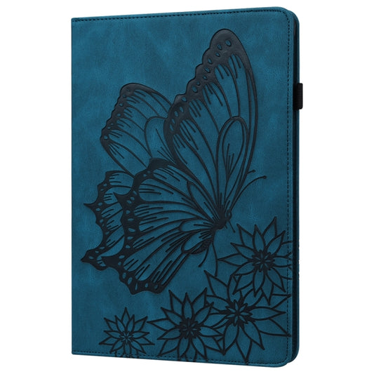 For iPad Pro 12.9 2022 / Air 13 2024 / 2025 Big Butterfly Embossed Leather Tablet Case(Blue) by buy2fix