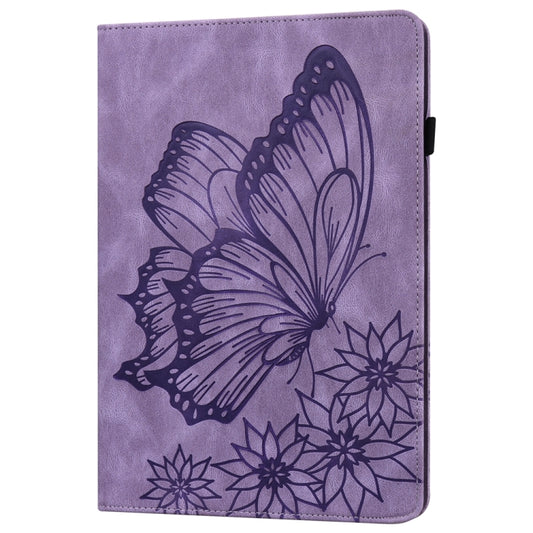 For iPad Pro 13 2025 / 2024 Big Butterfly Embossed Leather Tablet Case(Purple) by buy2fix