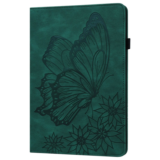 For Samsung Galaxy Tab S9 FE+ / S9+ / S8+ Big Butterfly Embossed Leather Tablet Case(Green) by buy2fix