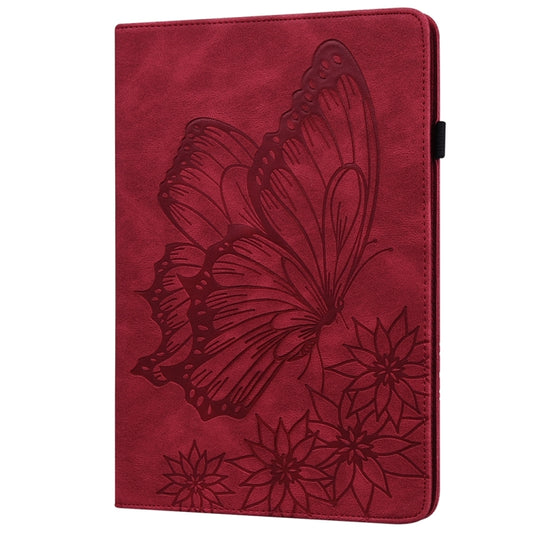 For Samsung Galaxy Tab S9 Ultra / S8 Ultra Big Butterfly Embossed Leather Tablet Case(Red) by buy2fix
