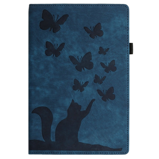 For iPad Air 13 2024 / Air 13 2025 Butterfly Cat Embossing Leather Tablet Case(Dark Blue) by buy2fix