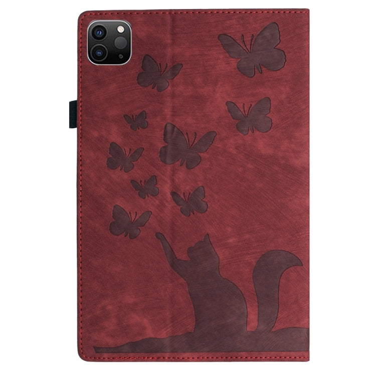 For iPad Pro 12.9 2022 / Air 13 2024 Butterfly Cat Embossing Leather Tablet Case(Red) - iPad Pro 12.9 (2022/2021) Cases by buy2fix | Online Shopping UK | buy2fix