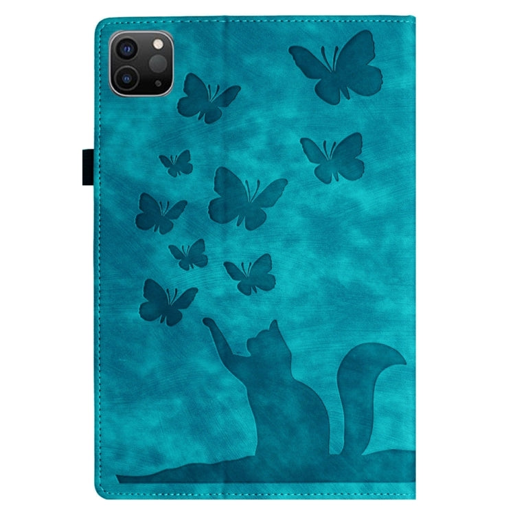 For iPad Air 13 2024 / Air 13 2025 Butterfly Cat Embossing Leather Tablet Case(Sky Blue) - iPad Pro 12.9 (2022/2021) Cases by buy2fix | Online Shopping UK | buy2fix