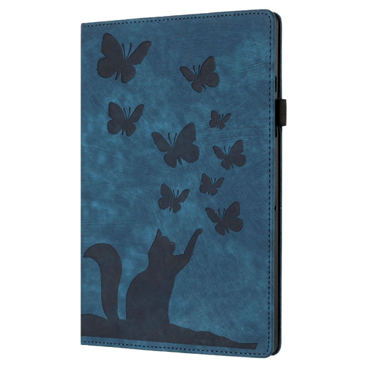 For iPad Air 11 2024 / Air 11 2025 Butterfly Cat Embossing Leather Tablet Case(Dark Blue) by buy2fix